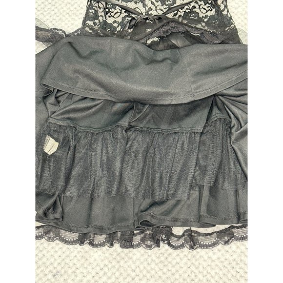 Mystic Strapless A Line Dress Womens Black White Lace Bodice Colorless Flowy - Picture 8 of 14